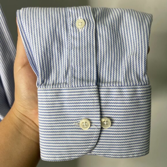 Hackett Men's Blue Striped Long Sleeve Button Down Shirt Size 17 - Picture 5 of 9